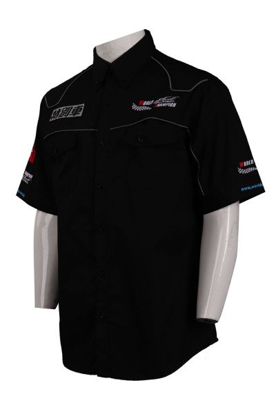 DS070 designs black embroidered logo uniforms  trailer industry companies  uniforms  maintenance  45 degree